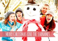 Tap to view Personalised Family Christmas Postcard - Red Banner