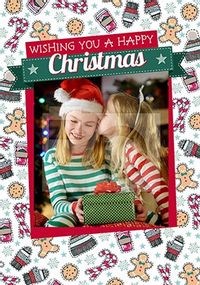 Tap to view Happy Christmas Festive Pattern Photo Postcard