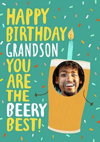 Tap to view Beery Best Grandson Photo Birthday Card
