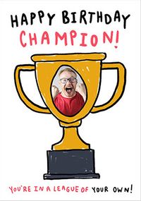 Tap to view Champion Trophy Photo Upload Birthday Card