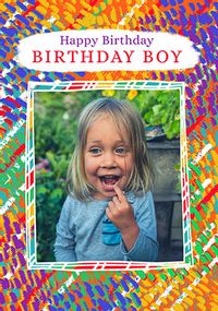 Tap to view Birthday Boy Retro Pattern Photo Card