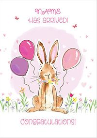 Tap to view Bunny Pink Balloons, Personalised Girl Card