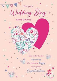 Tap to view Pink Heart Wedding Day Card