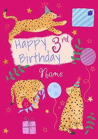 Tap to view Cheetah Trio Personalised 3rd Birthday Card