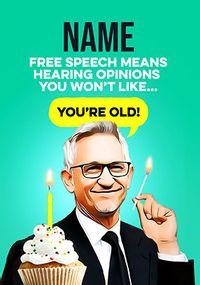Tap to view Free Speech Spoof Birthday Card