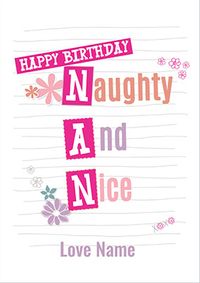 Tap to view Nan Naughty And Nice Personalised Birthday Card