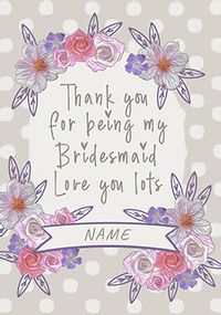 Tap to view Thank you Bridesmaid Personalised Wedding Card