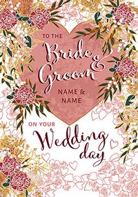 Tap to view Bride & Groom Personalised Wedding Floral Card