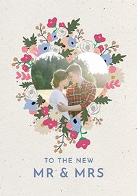 Tap to view To The New Mr & Mrs Floral Photo Wedding Card