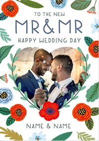 Tap to view Mr & Mr Floral Photo Wedding Card