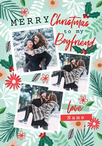 Tap to view Boyfriend Floral Multi Photo Christmas Card