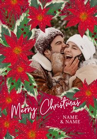 Tap to view Couple Poinsettia Photo Christmas Card