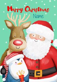 Tap to view Santa Rudolph Penguin Personalised Card