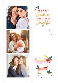 Tap to view Wonderful Daughter 3 Photo Christmas Card