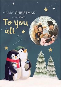 Tap to view Penguin Family Merry Christmas to you all Photo Card