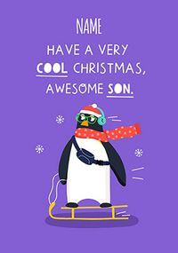 Tap to view Awesome Son Personalised Penguin Christmas Card