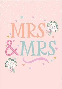 Tap to view Homespun Typography Mrs & Mrs Bouquet  Wedding Card