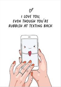Tap to view Rubbish at Texting Back Card