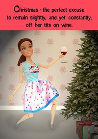 Tap to view Off Her Tits on Wine Christmas Card