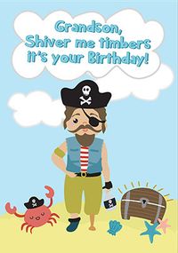 Tap to view Grandson Pirate Birthday Card