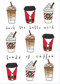 Tap to view Deck The Halls Coffee Cups Christmas Card