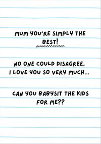 Tap to view Can You Babysit Mother's Day Card