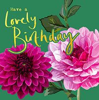 Tap to view Pink And Purple Dahlia Birthday Card