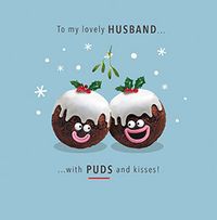 Tap to view Lovely Husband Puds and Kisses Christmas Card