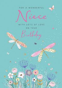 Tap to view Wonderful Niece Dragonflies Birthday Card