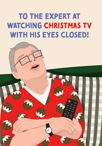 Tap to view Watching TV with Eyes Closed Christmas Card