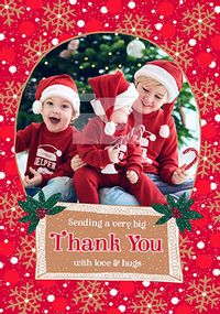 Tap to view Thank You with Love & Hugs Photo Christmas Postcard