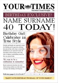 Tap to view Spoof Newspaper - Your Times Her 40th