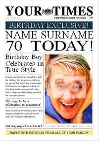 Tap to view Spoof Newspaper - Your Times His 70th