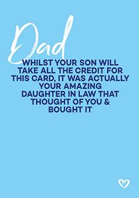 Tap to view From your Amazing Daughter-in-Law...and Son Father's Day Card