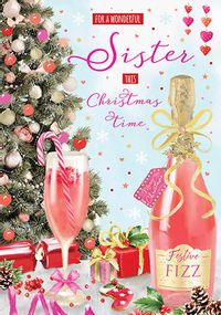 Tap to view Sister Festive Fizz Christmas Card