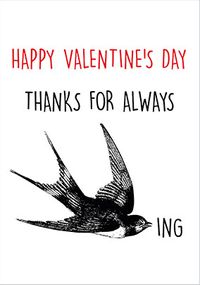 Tap to view Swallow Valentine's Day Card