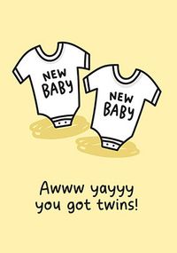 Tap to view Yay You Got Twins New Baby Card