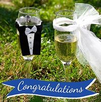 Tap to view Wedding Congratulations Card - Champagne Glasses