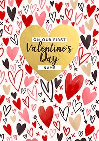 Tap to view Hearts Personalised First Valentine Card