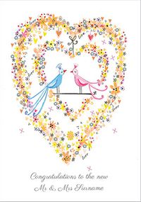 Tap to view Paper Rose - Wedding Card Birds & Floral Heart
