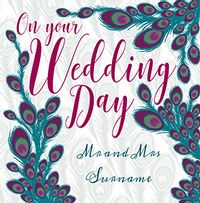 Tap to view Rhapsody - Wedding Card Lucky Peacock Feathers