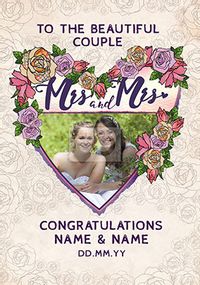 Tap to view Rosa Photo Upload Congratulations Mrs & Mrs Card