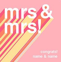 Tap to view Congrats Mrs & Mrs personalised Wedding Card